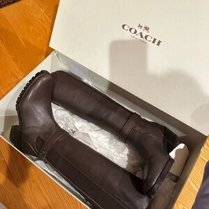 (brand new in box) Coach Pencey Soft Milled Leather Tall Boots - Brown US6